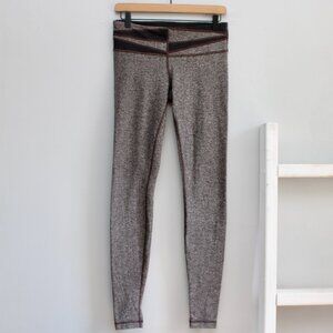 Lululemon Wunder Under Pant Giant Herringbone Heathered Brown Black Leggings 8
